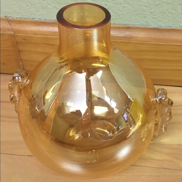 Amber Iridescent Glass Bulb Vase 6in - Picture 4 of 12